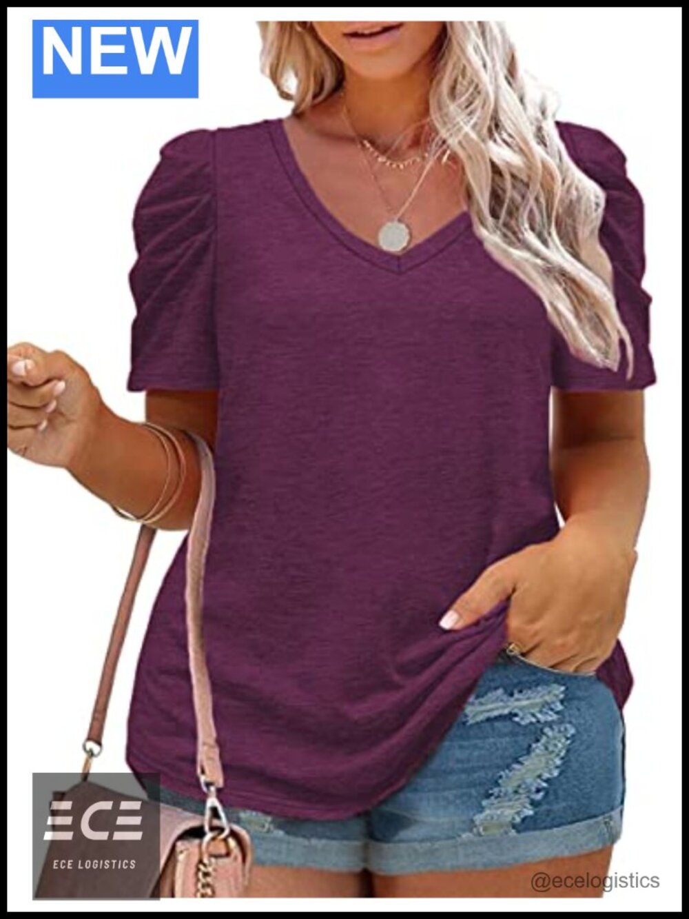 Plus Size Tunic Tee Short Sleeve V Neck Curved Hem Soft Rayon Spandex